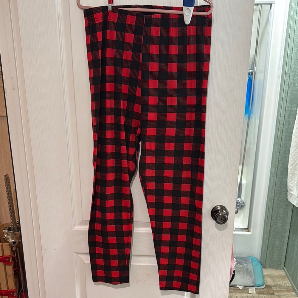 Plus Size Plaid Bottoms in Red and Black